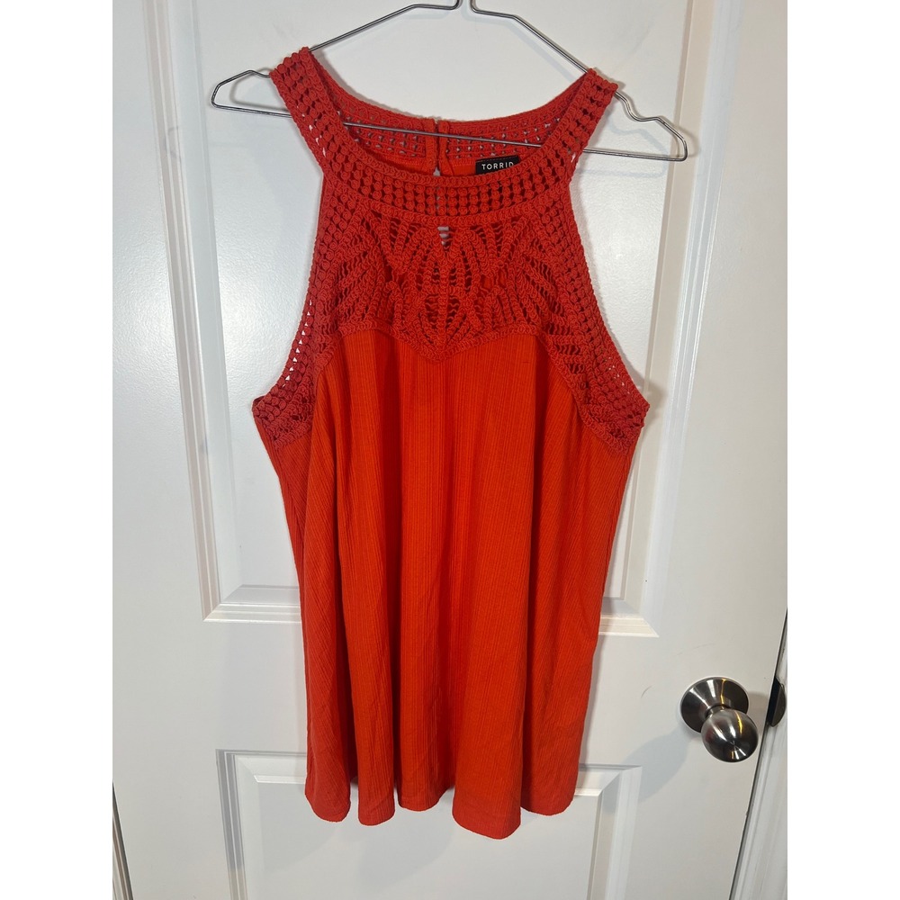 Torrid 2 orange Crochet sleeveless top ~ great for fall